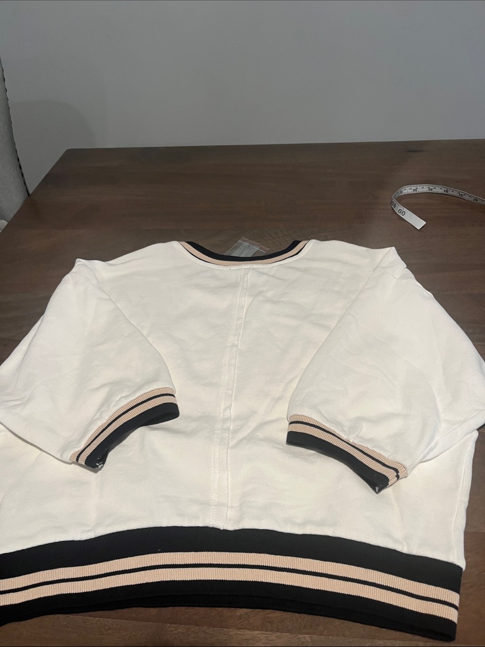 Anthropologie Cream Short-Sleeve Sweatshirt with Red '34' Graphic Sz S/P NWT - Picture 6 of 6